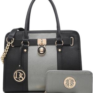 Elegant Black and Gray Handbag Set